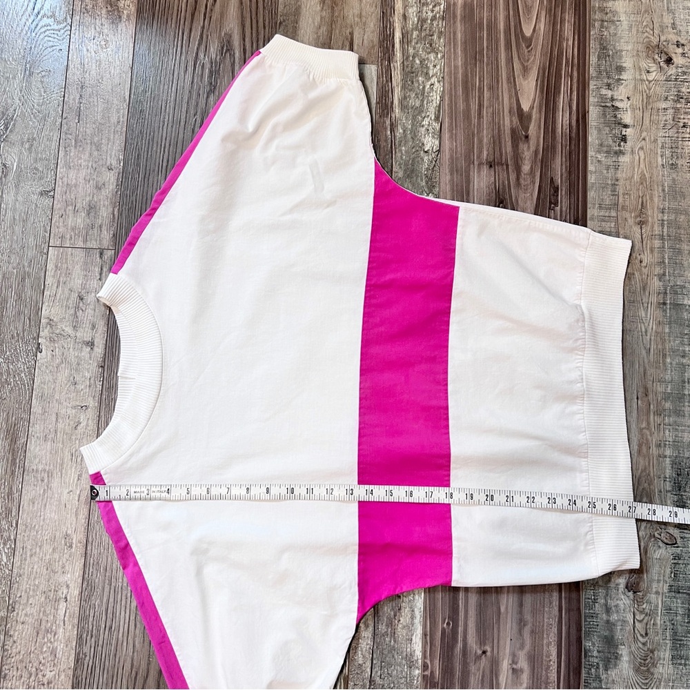 Vintage 80s Asher III Color Block Top Sz M White Pink Cotton Linen Retro Street - Picture 13 of 16
